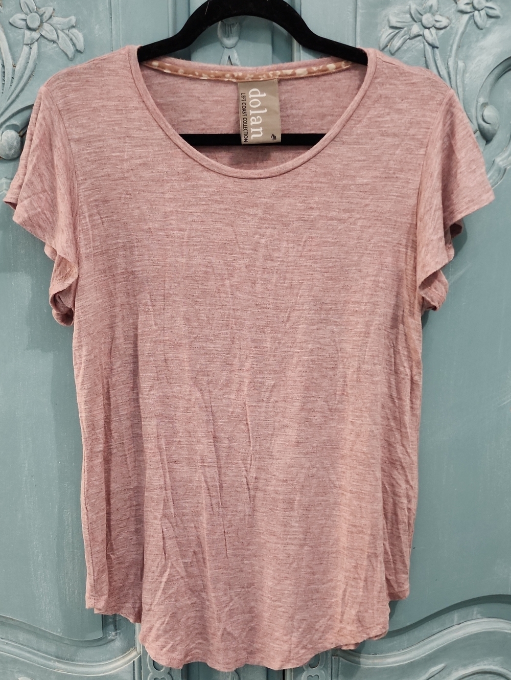 Dolan Anthropologie Dusty Pink Short Sleeve Ruffle Tee